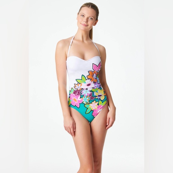 NWT Bleu By Rod Beattie Color Crush Bandeau One- Piece Swimsuit Size 8